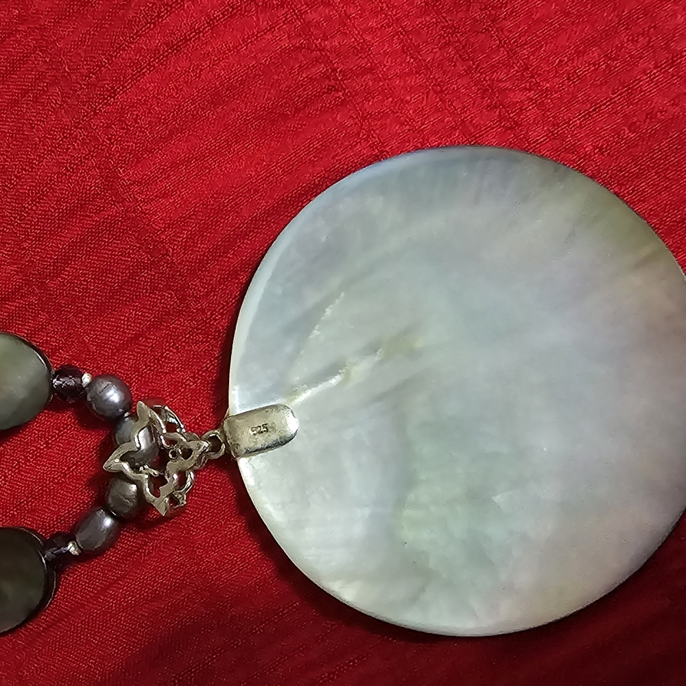 Designer Sterling Silver Abalone Shell Pearl Neck… - image 6